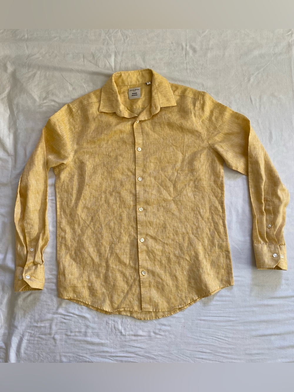 Murano Men’s Yellow Linen Button-Down Shirt - Size S